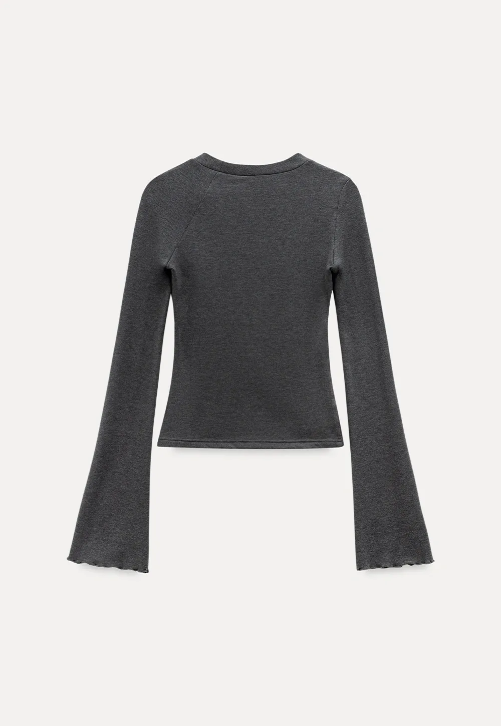 Women Gray Knot Detail Long Sleeve Top
