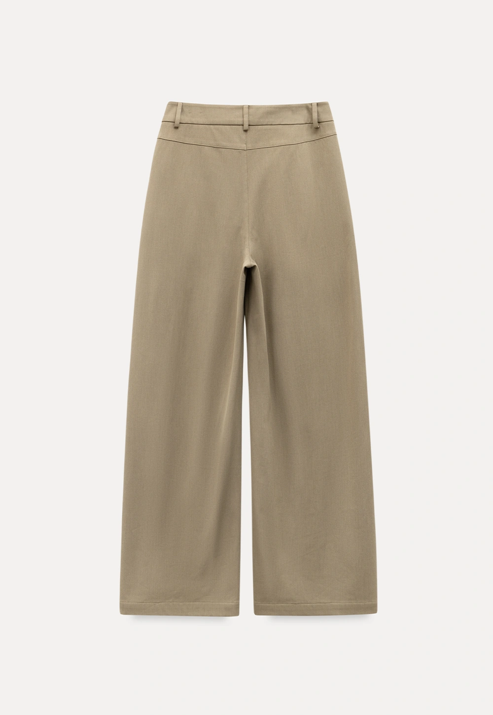 Casual Beige Wide-Leg Pants with Pleat Detail