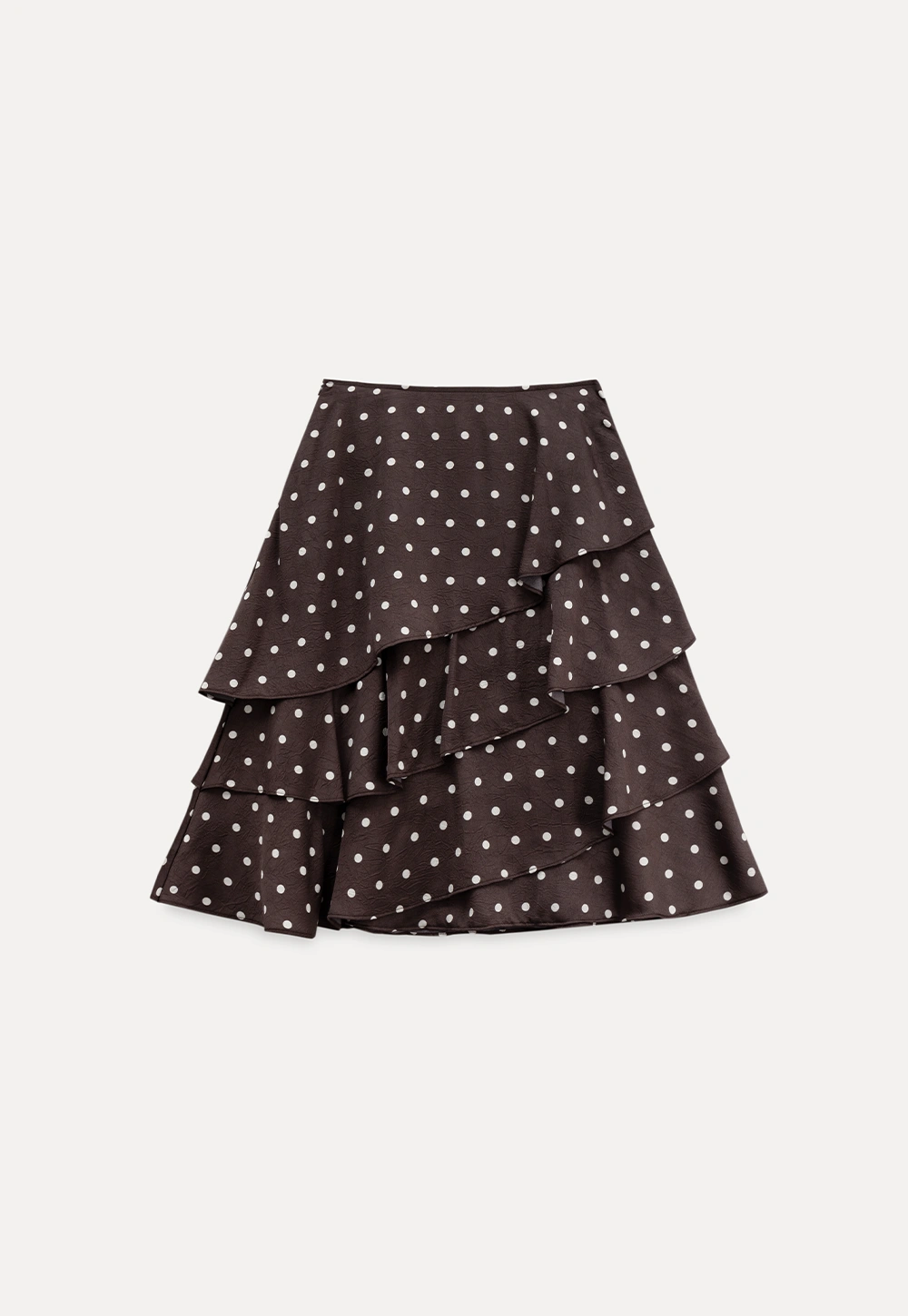 Women Brown Polka Dot Tiered Skirt