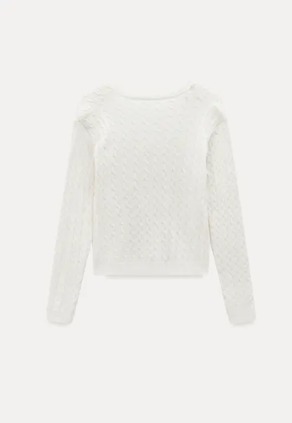 Soft Long Sleeve Cable Knit Top for Casual Wear