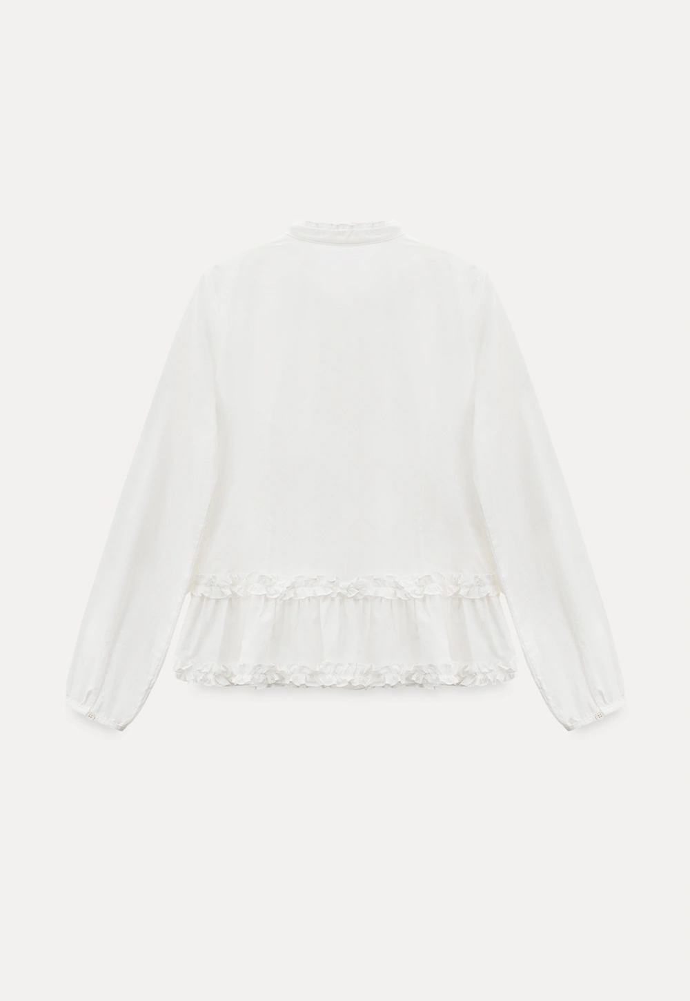 Lace Trim Ruffled Blouse with Tie Neck