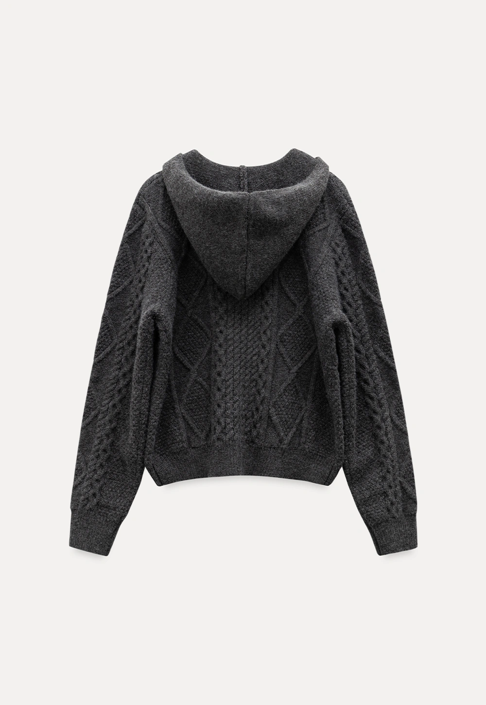 Classic Cable Knit Cardigan with Hood and Button Closure