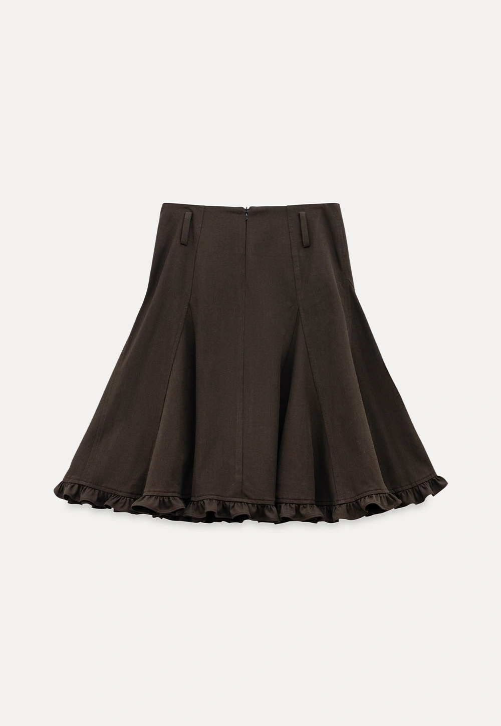 A-Line Brown Skirt with Ruffled Bottom for Women