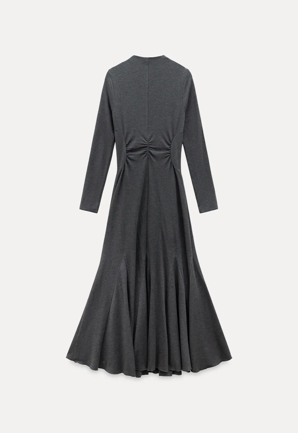 Ruched Waist Long Sleeve Midi Dress