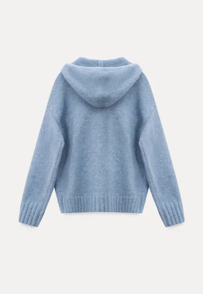 Pom-Pom Hooded Knit Sweater