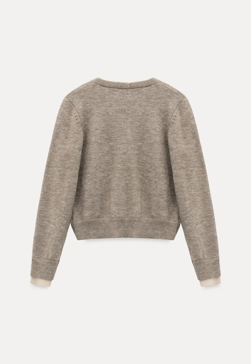 Contrast Trim Button-Up Knit Cardigan