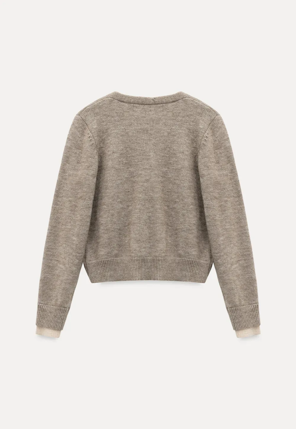 Contrast Trim Button-Up Knit Cardigan