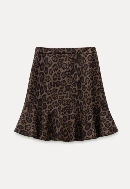 Leopard Print Flared Skirt