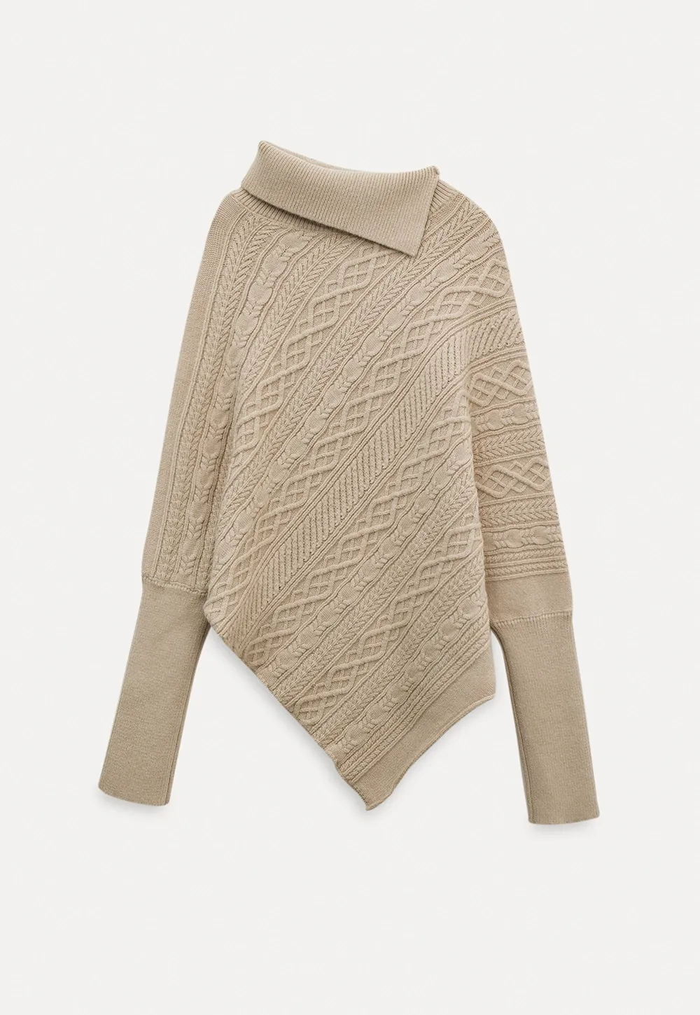 Warm Cable Knit Sweater Poncho for Women