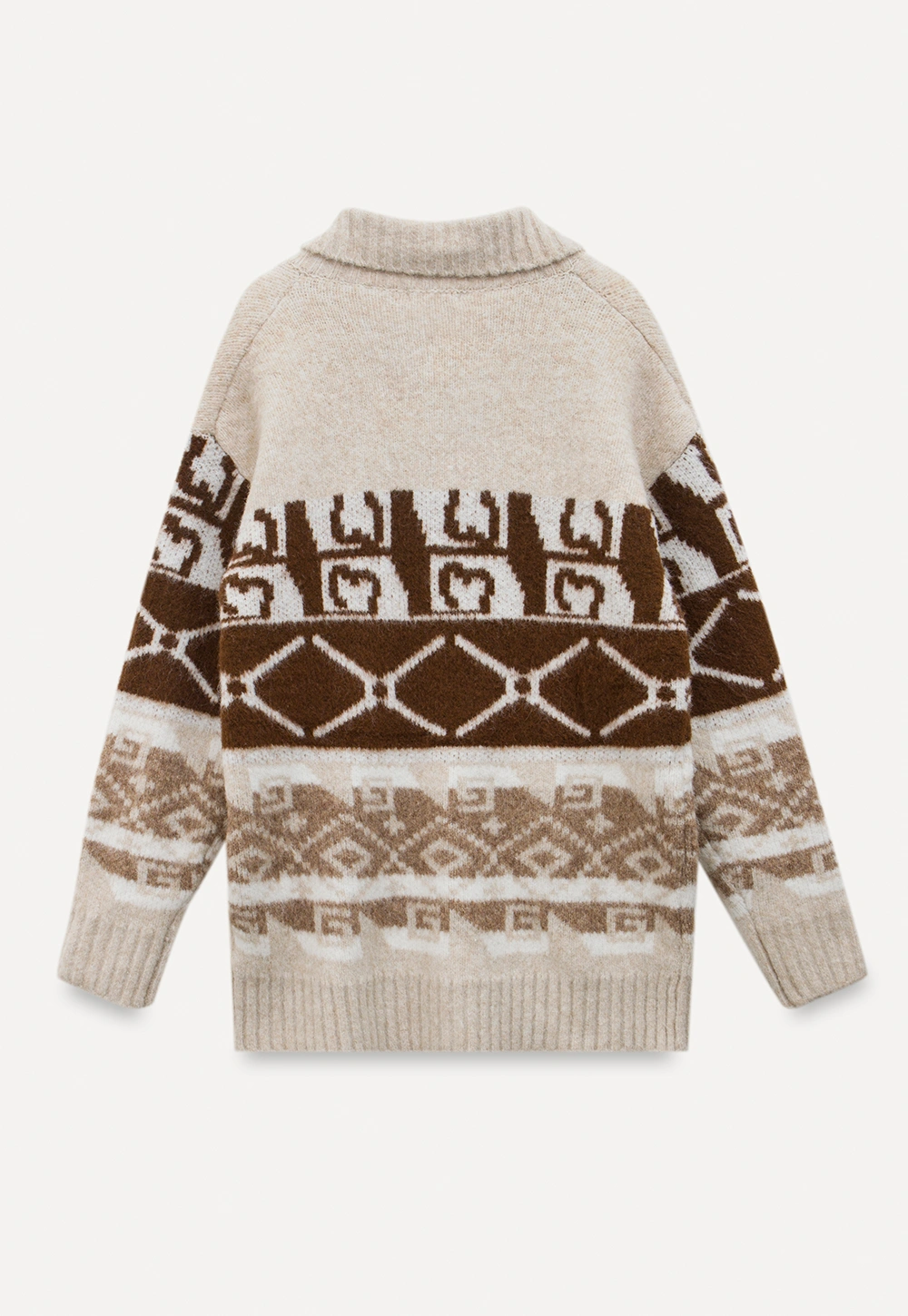 Vintage-Inspired Knit Cardigan with Geometric Design