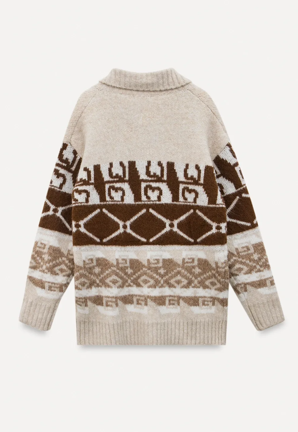 Vintage-Inspired Knit Cardigan with Geometric Design