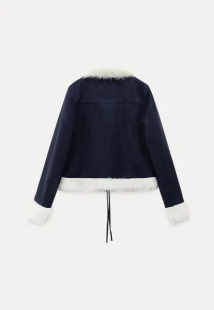 Chic Cropped Jacket with Faux Fur Collar