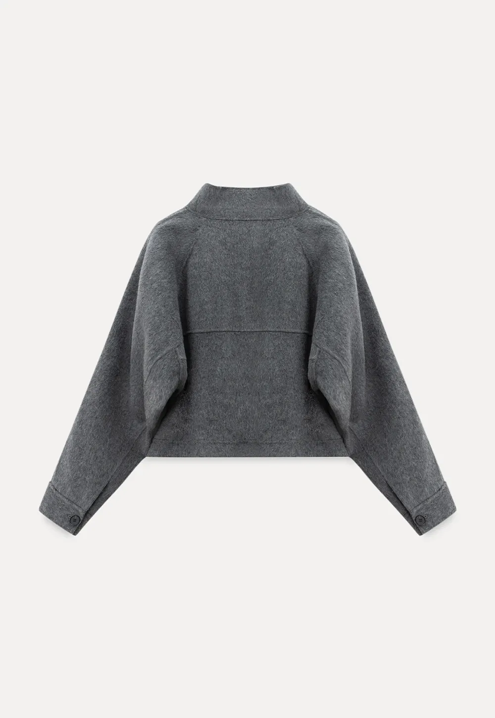 Stand Collar A-line Waist Cinching Cropped Double-Faced Coat