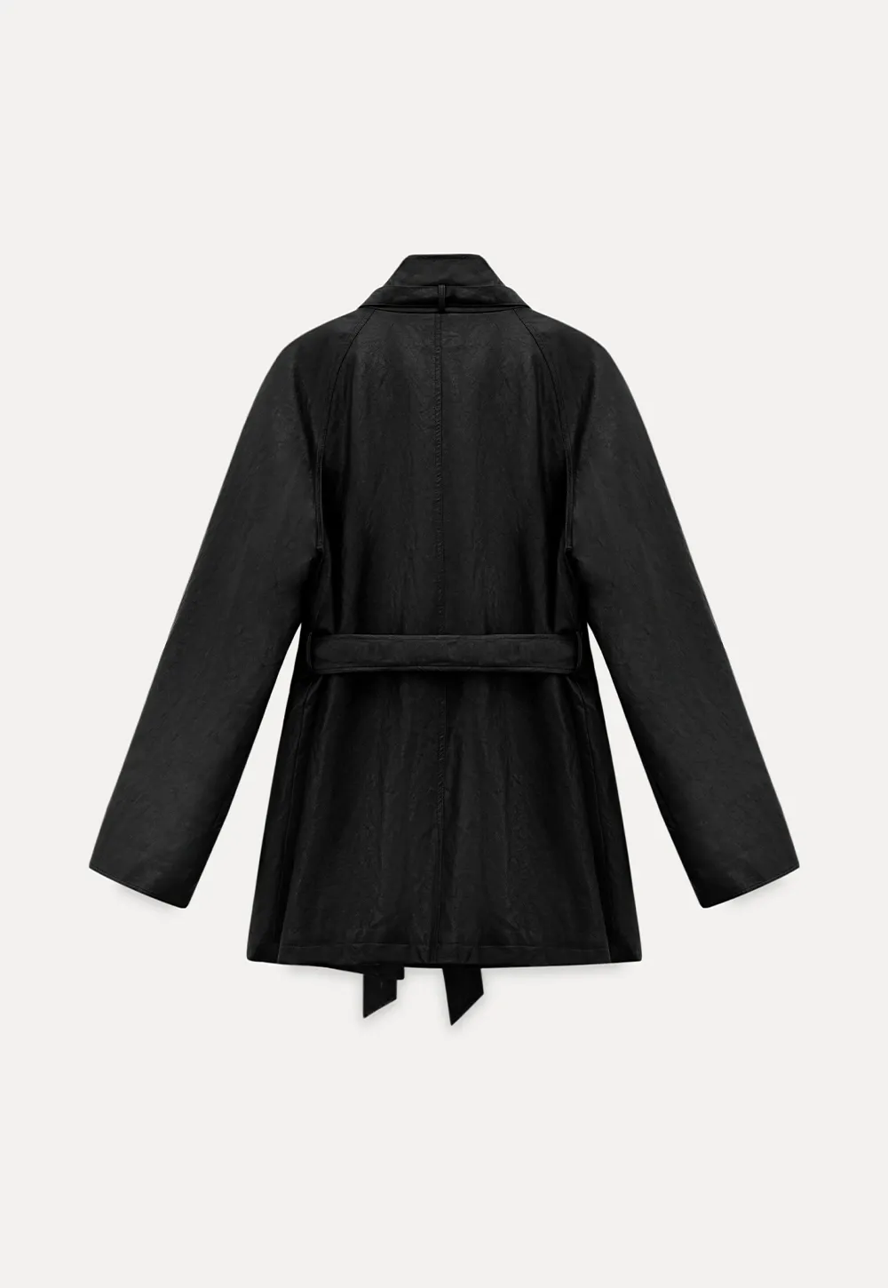 Stand Collar Mid-Length Coat with Plaid Splice and Belt