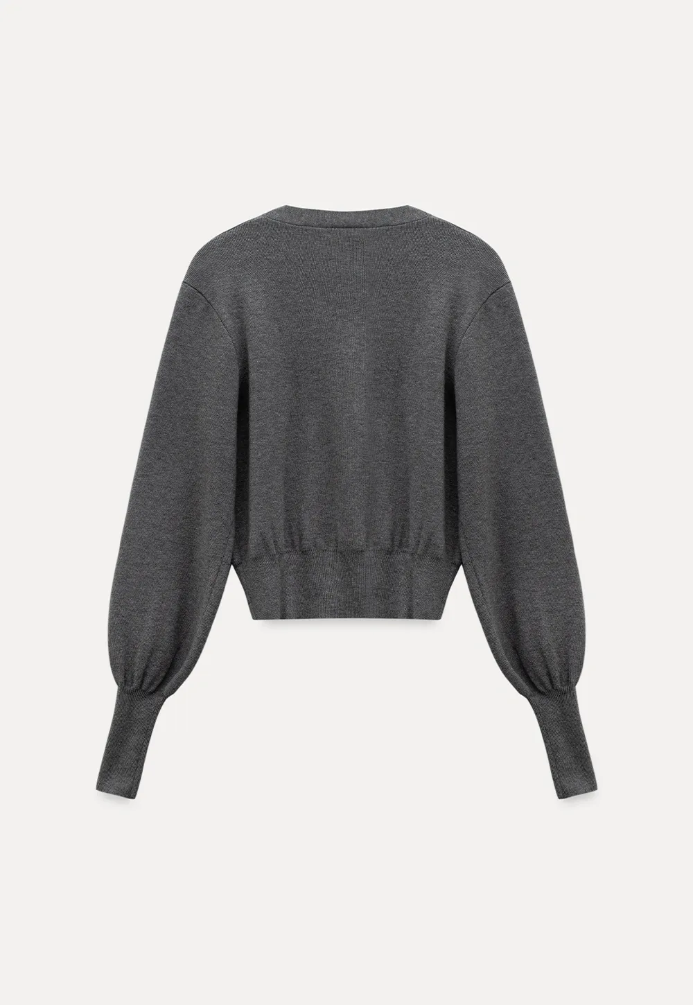 Women V-Neck Cardigan with Puff Long Sleeves