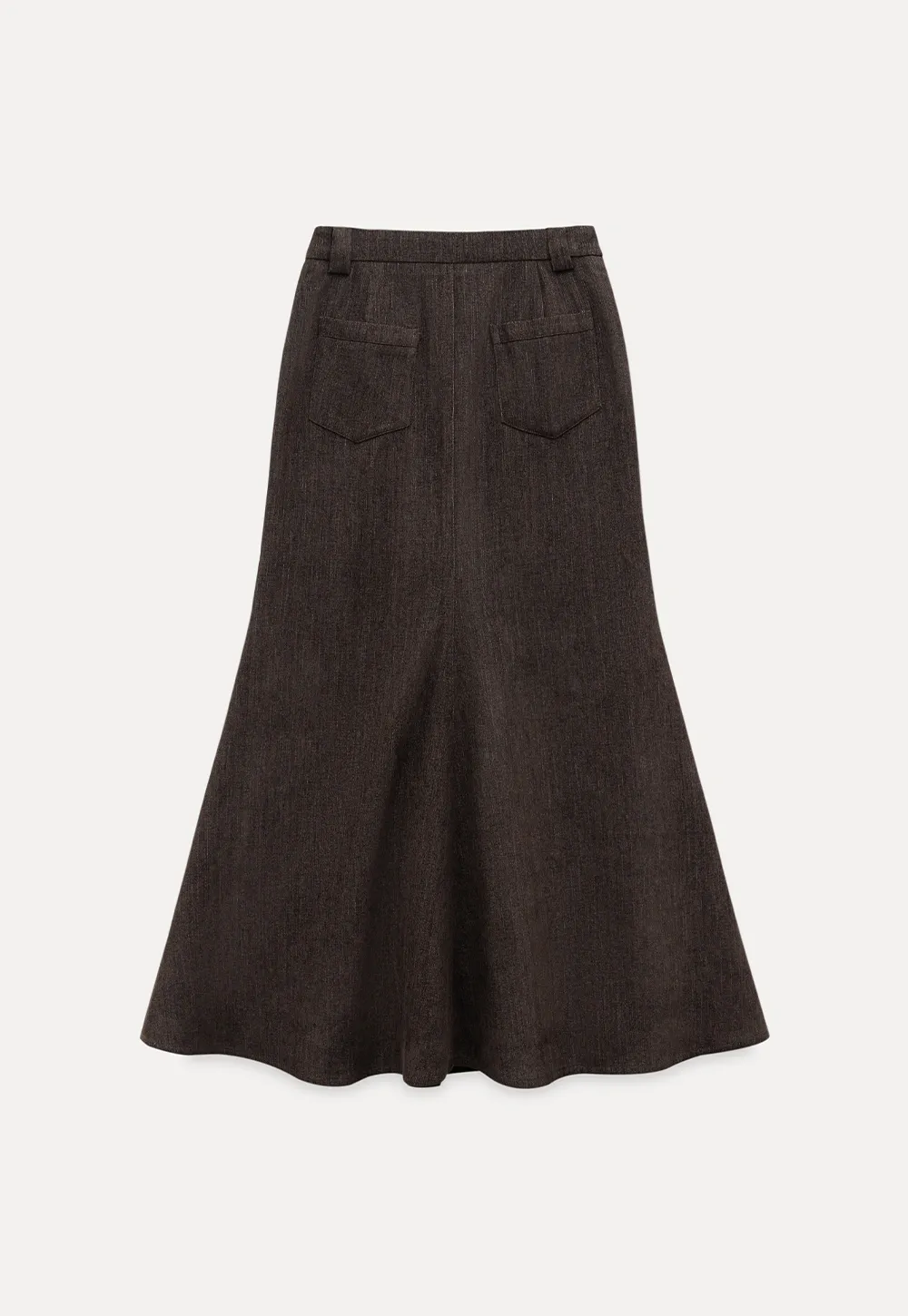 Casual High-Waisted Brown Skirt with Flared Bottom