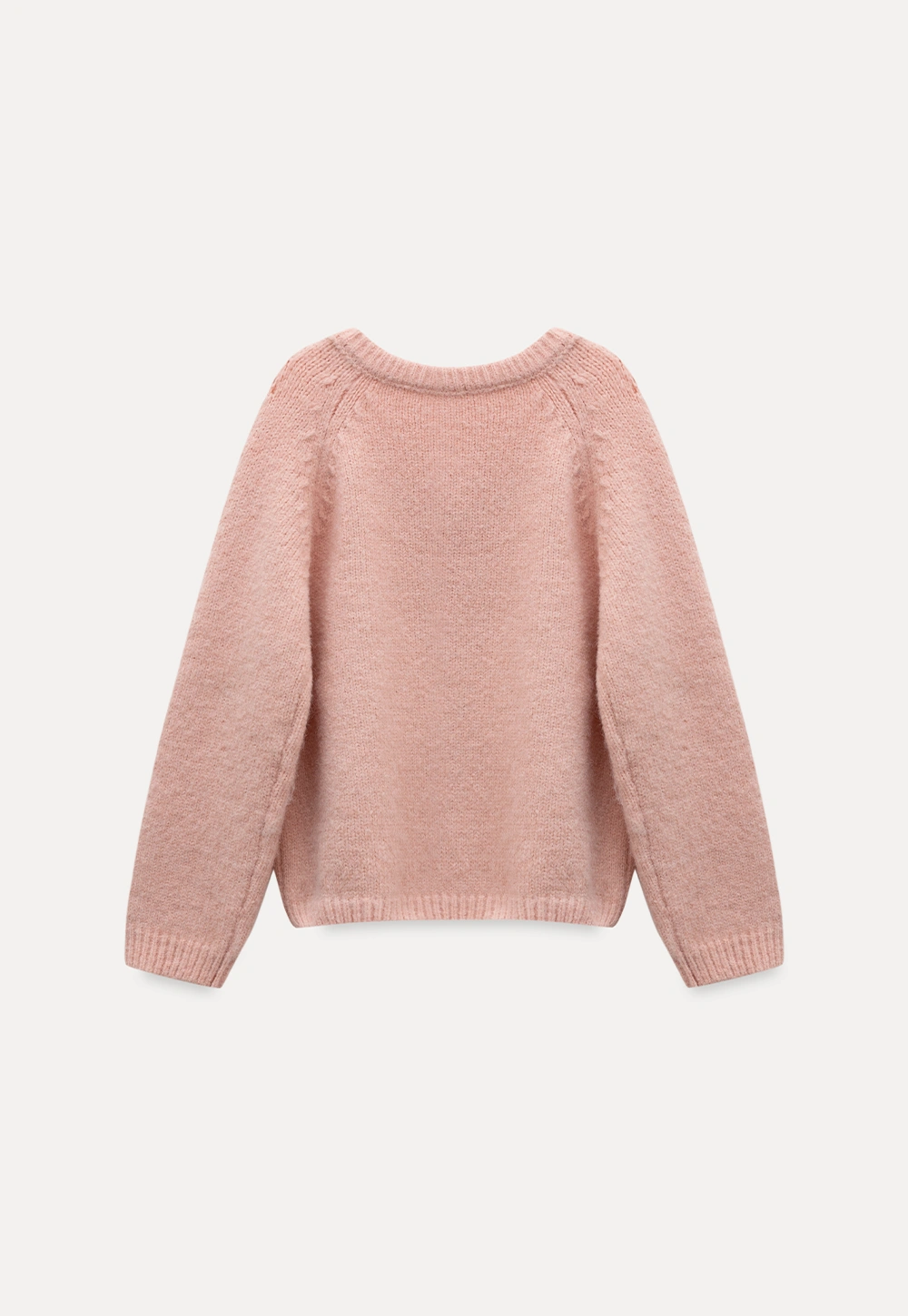 Women Soft Pink V-Neck Knit Sweater