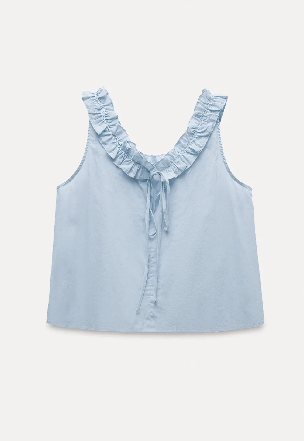 Women’s Sleeveless Top with Ruffle Neckline