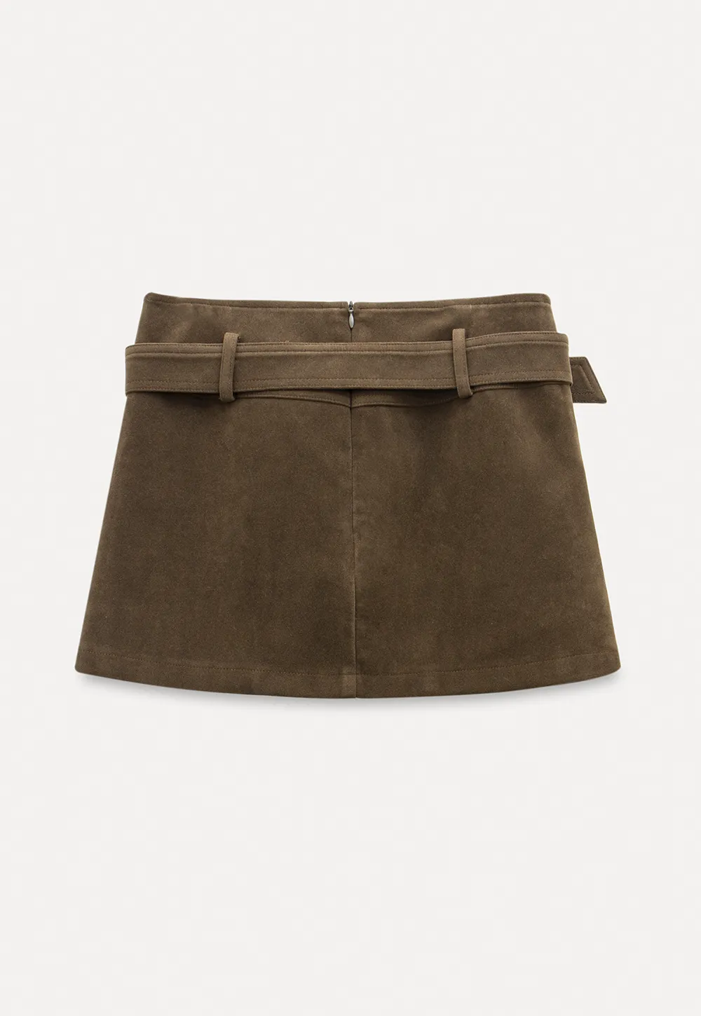 Suede Belted Mini Skirt
