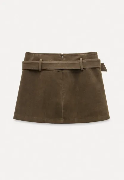 Suede Belted Mini Skirt