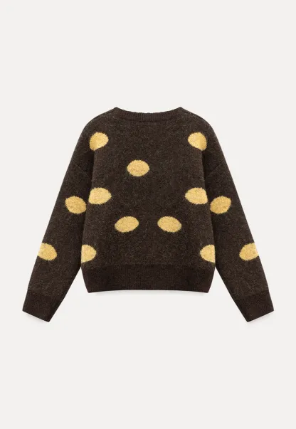 Fuzzy Polka Dot Knit Sweater