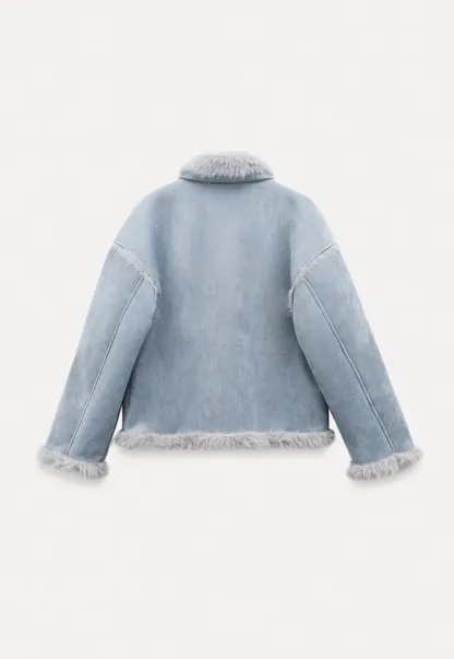 Faux Suede Jacket with Faux Fur Trim