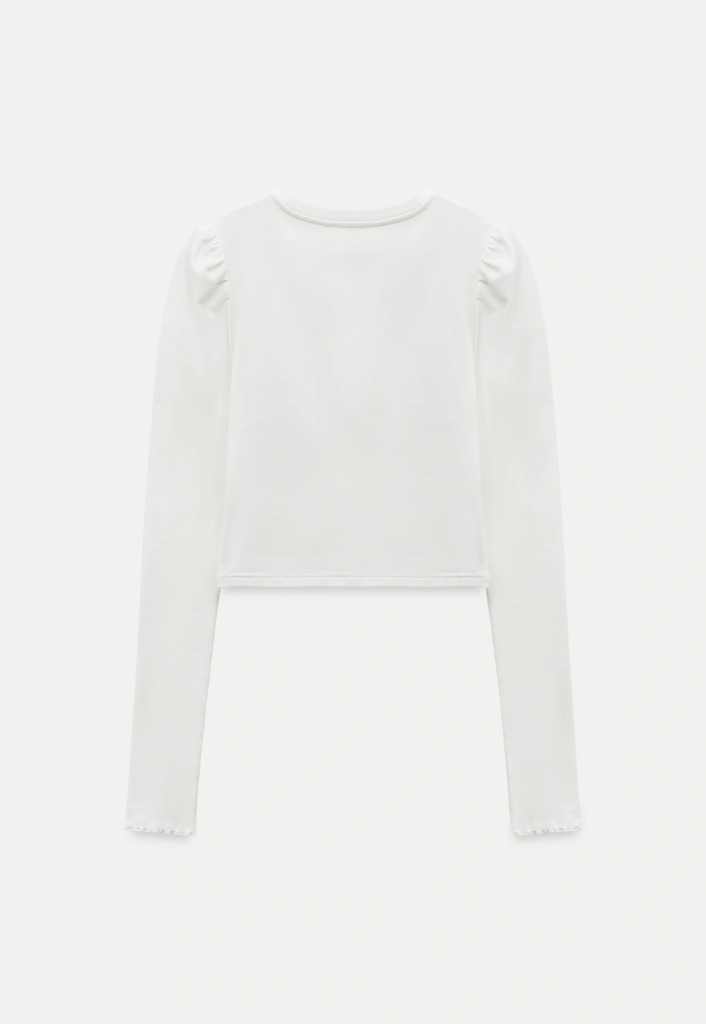 Women White Long Sleeve Top with Puff Sleeves