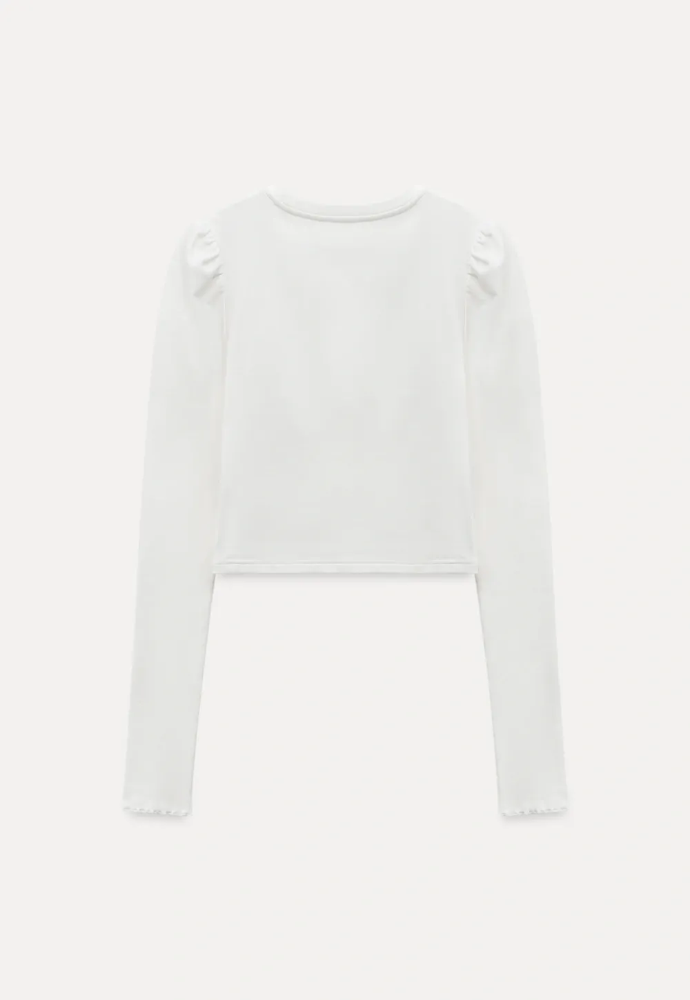 Women White Long Sleeve Top with Puff Sleeves