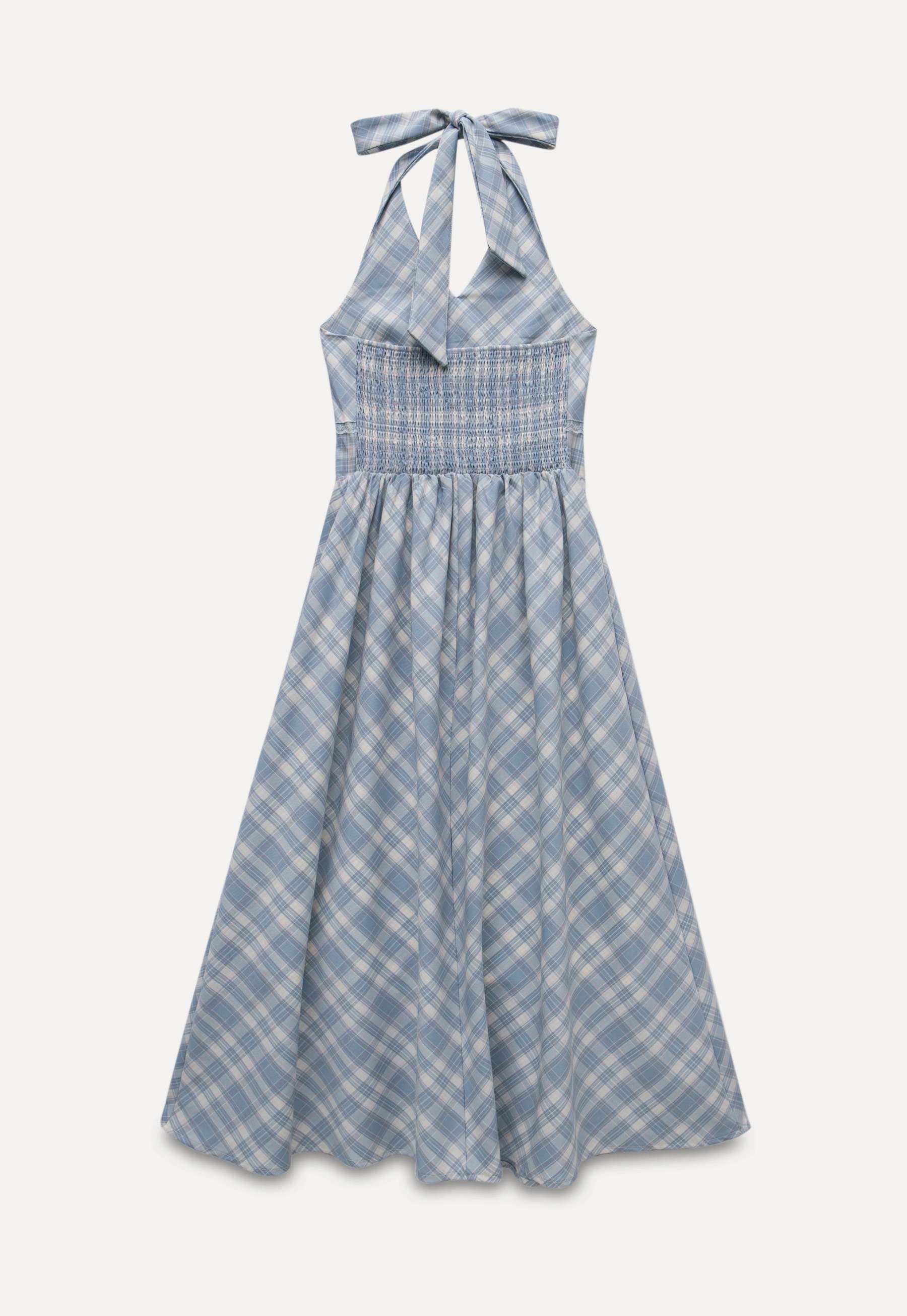 Plaid Halter Neck A-Line Dress2