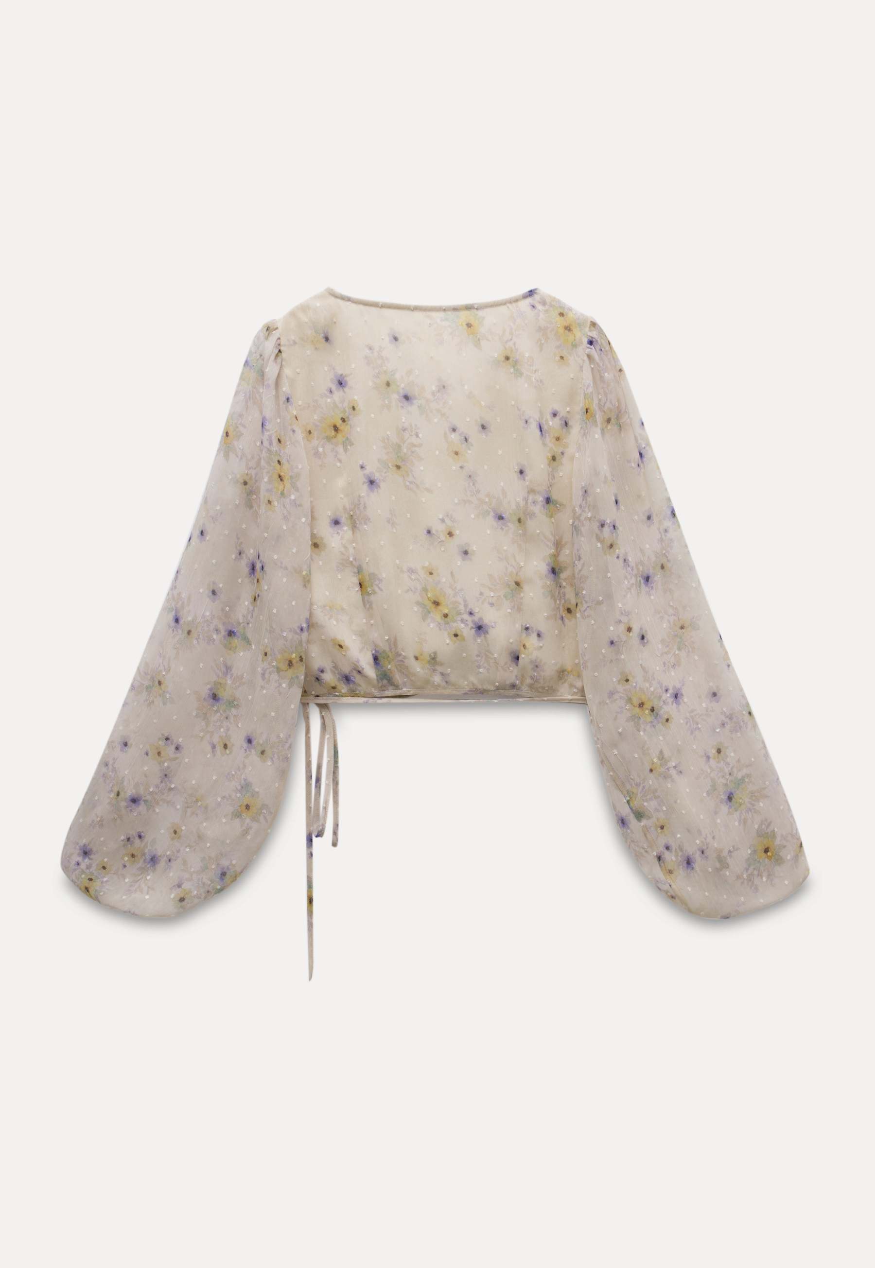 Floral Puff Sleeve Crop Blouse