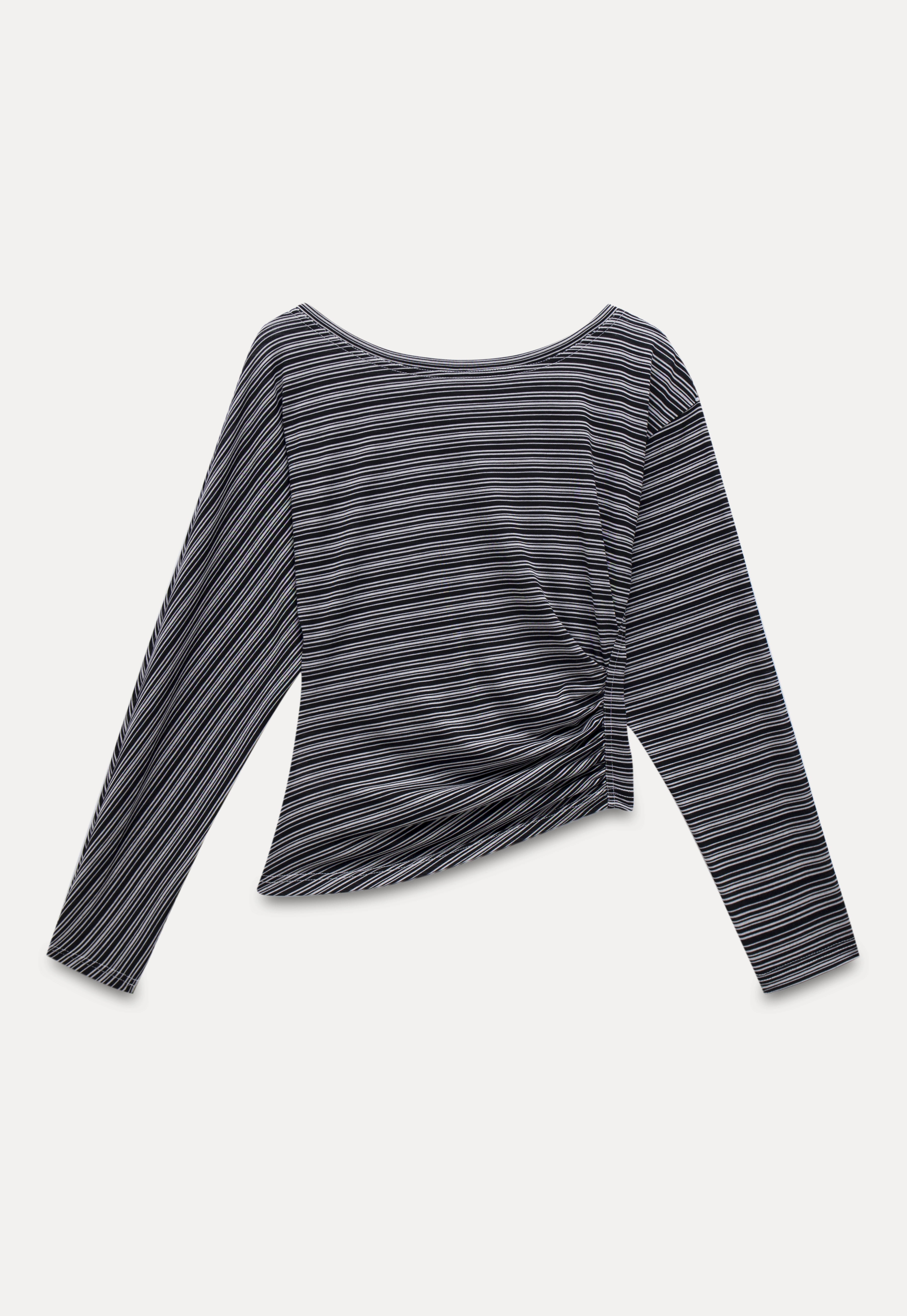 Striped Asymmetrical Long Sleeve Top