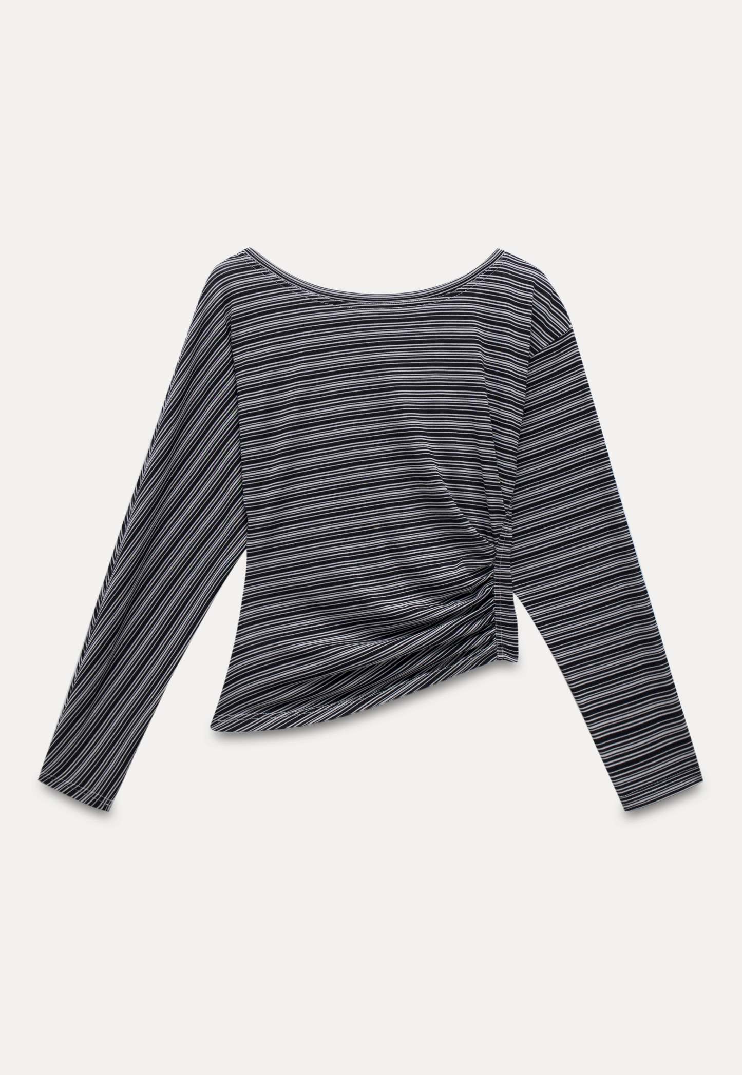 Striped Asymmetrical Long Sleeve Top