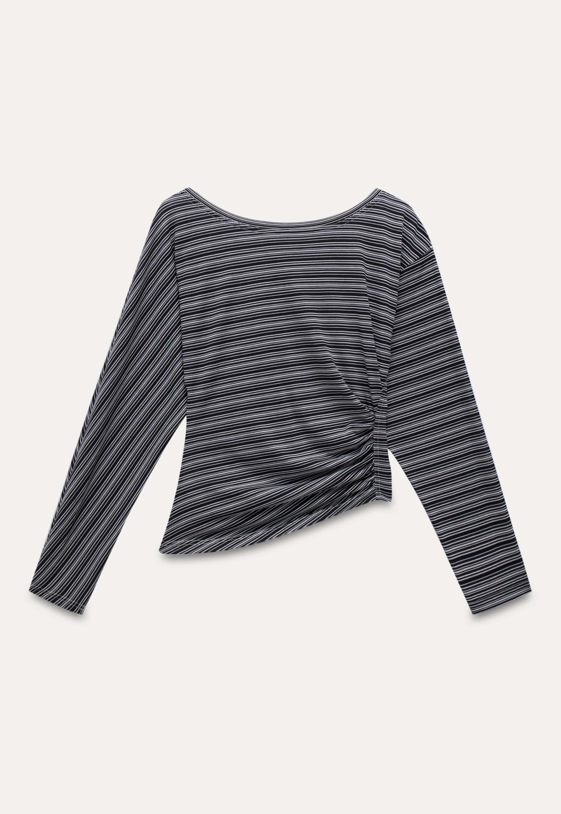 Striped Asymmetrical Long Sleeve Top