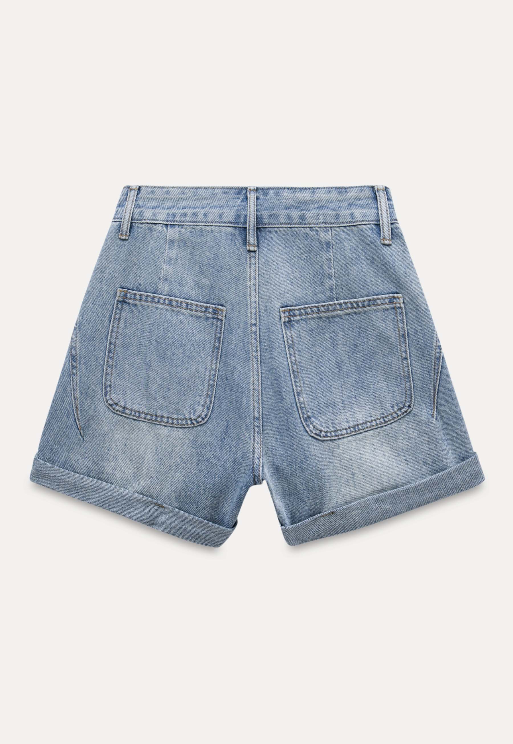 Cuffed Denim Shorts