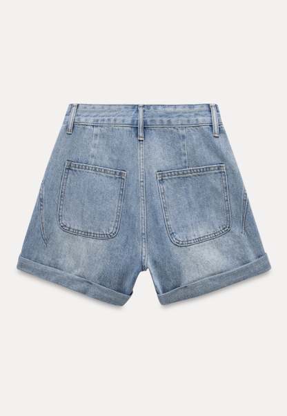 Cuffed Denim Shorts