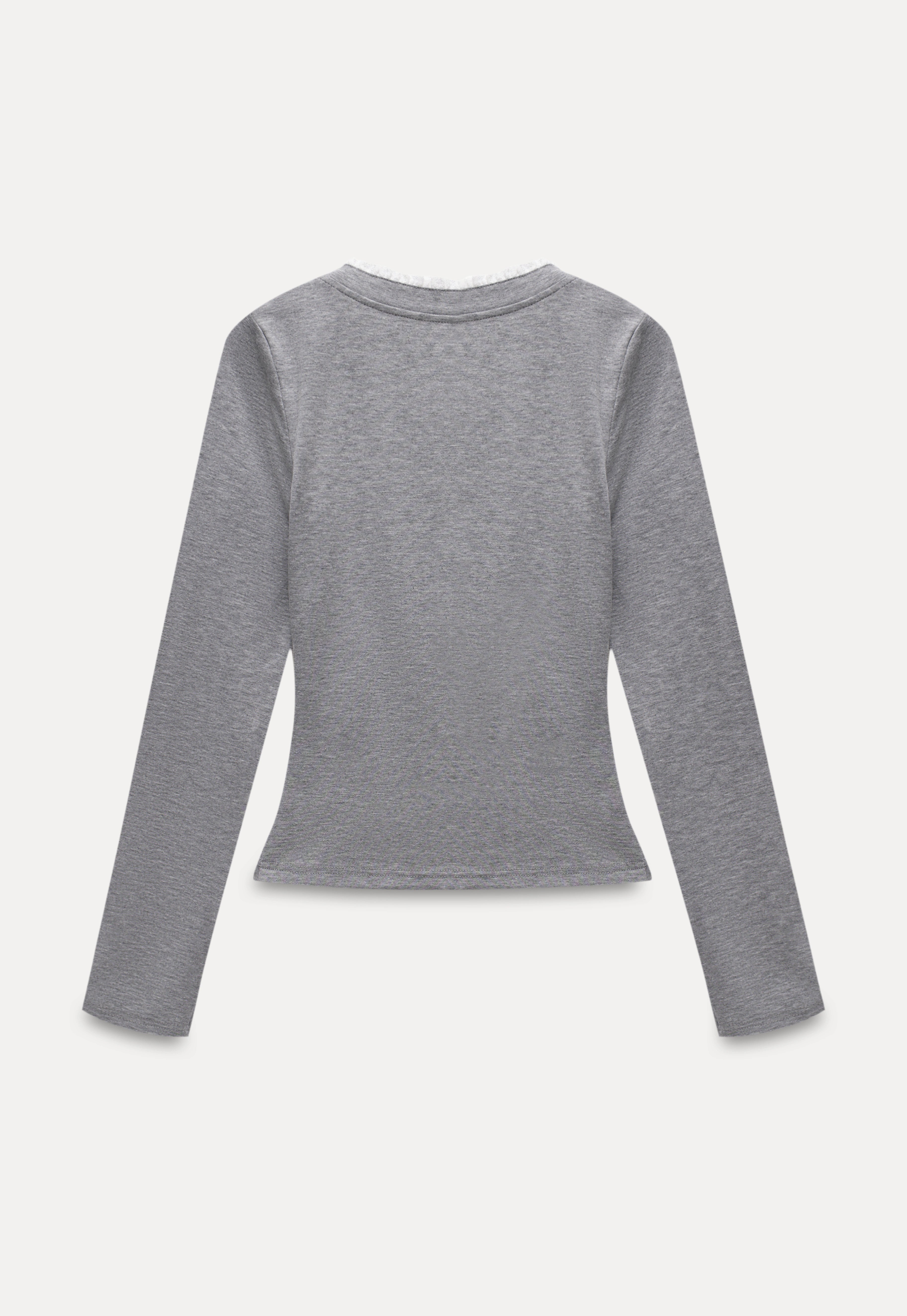 Women's Ruffled V-Neck Long Sleeve T-Shirt