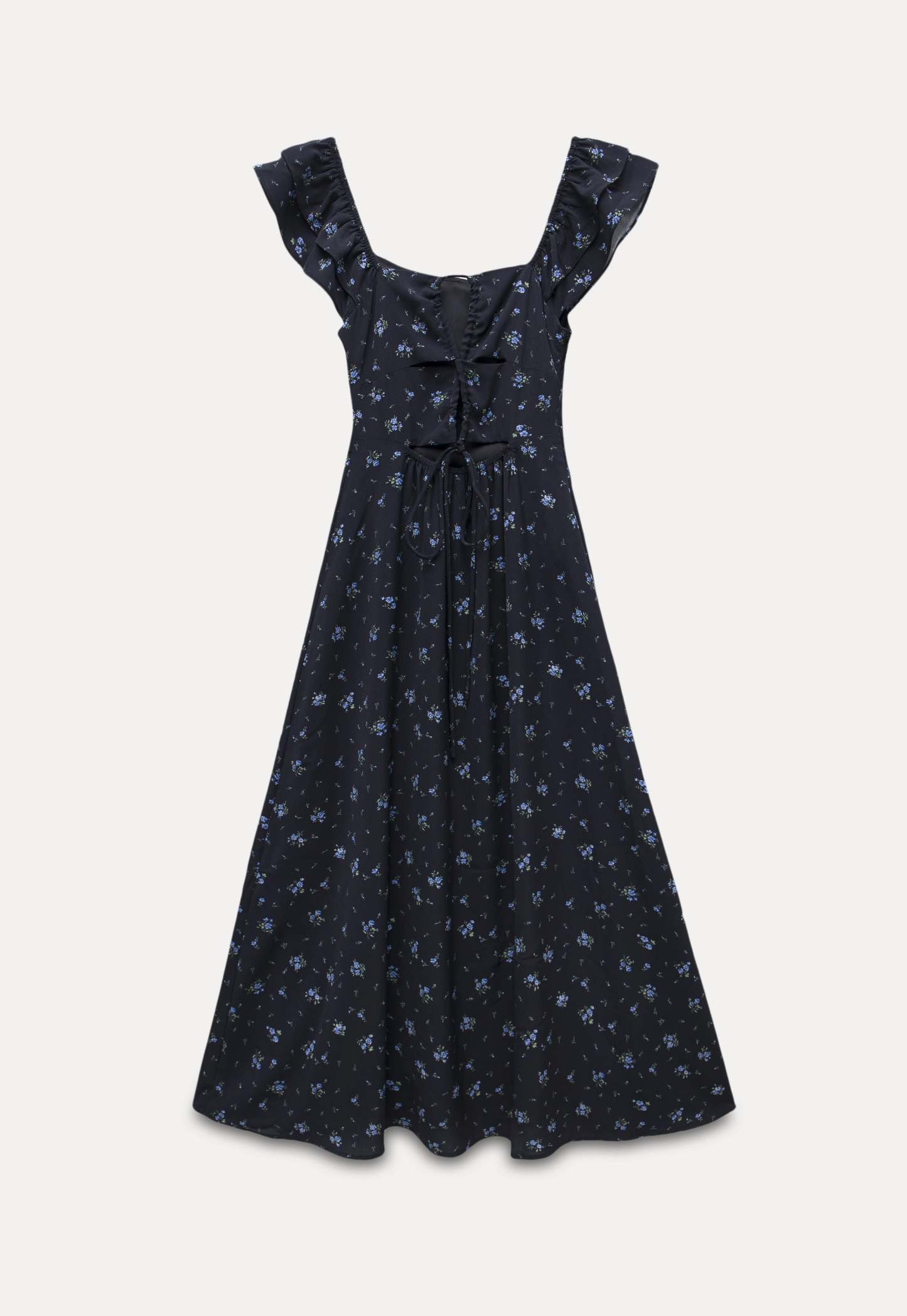 Floral Ruffle Sleeve Midi Dress