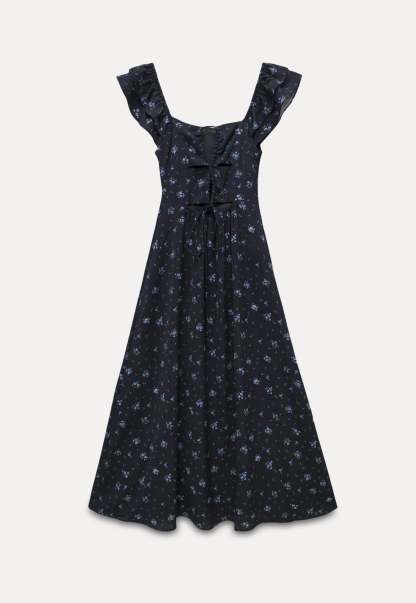 Floral Ruffle Sleeve Midi Dress