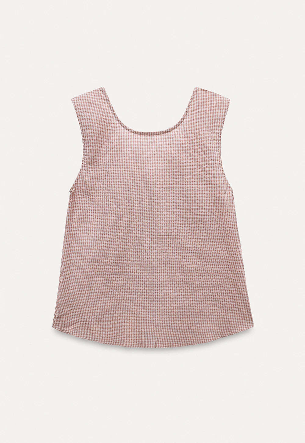 Bow Tie Pleated Textured Plaid Vest Top