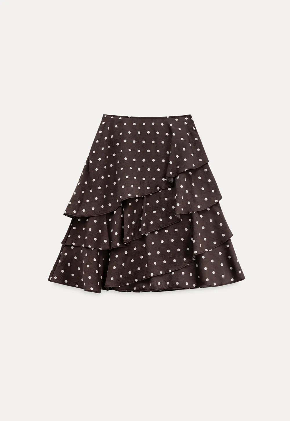 Women Brown Polka Dot Tiered Skirt