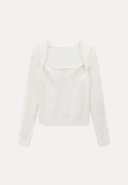 Soft Long Sleeve Cable Knit Top for Casual Wear