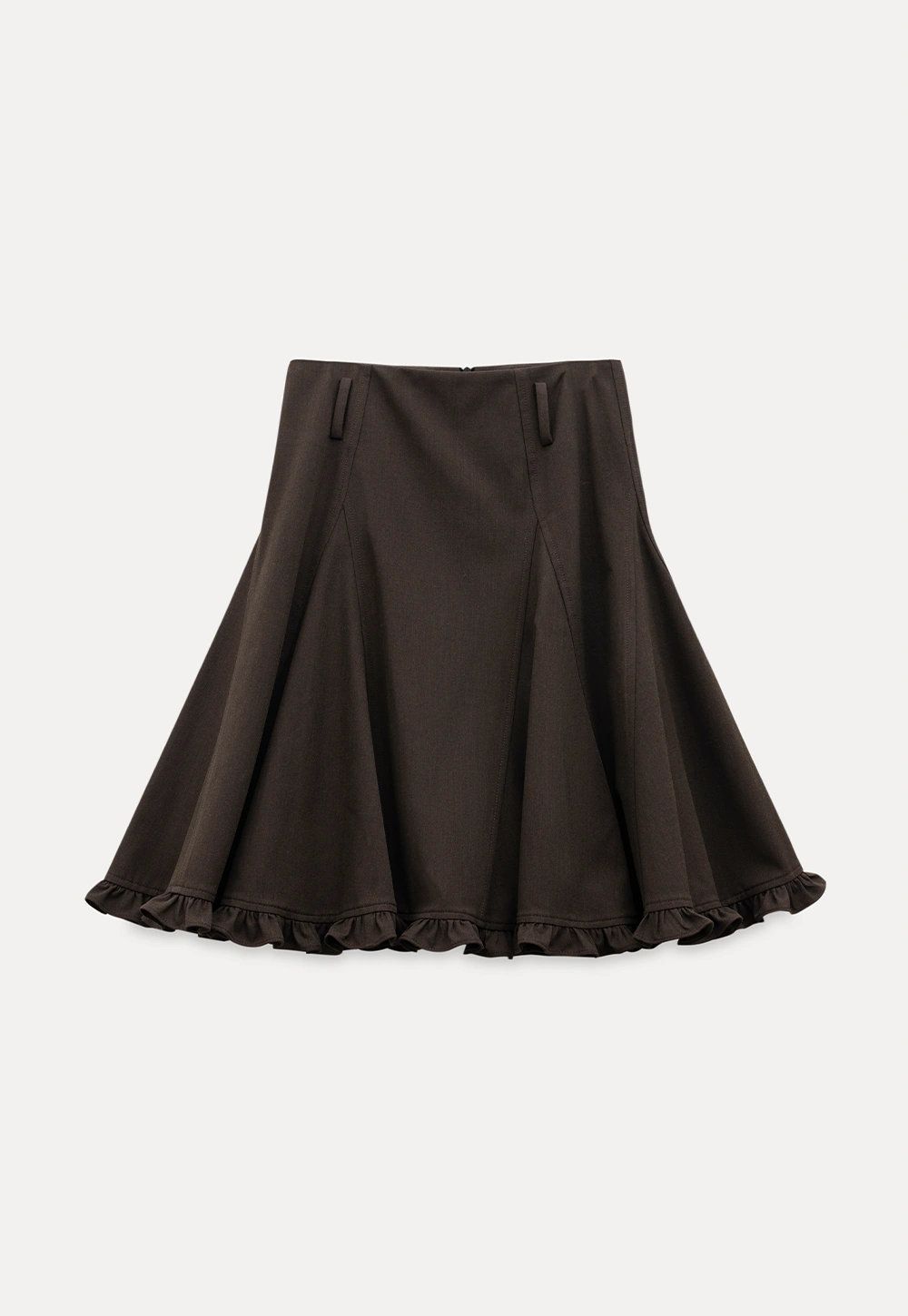 A-Line Brown Skirt with Ruffled Bottom for Women
