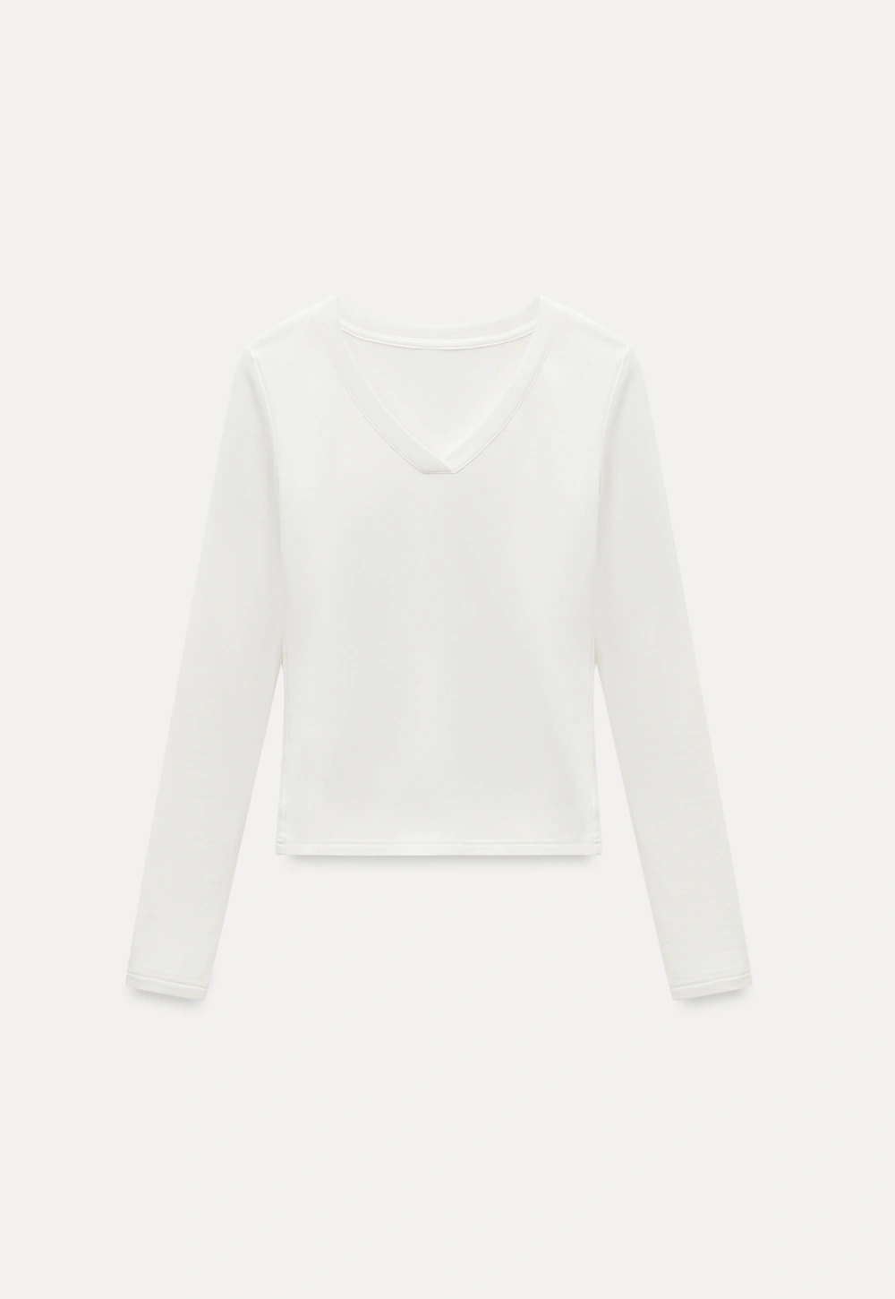 Women White V-Neck Long Sleeve Top