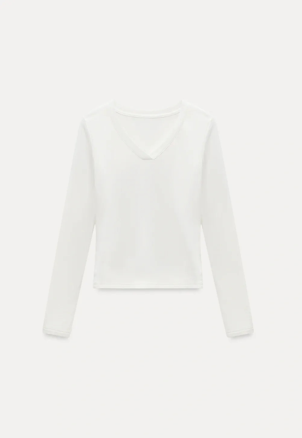 Women White V-Neck Long Sleeve Top