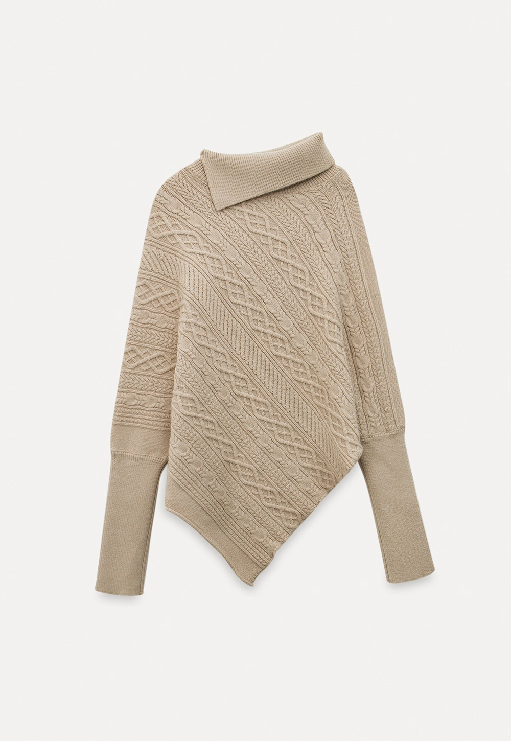 Warm Cable Knit Sweater Poncho for Women