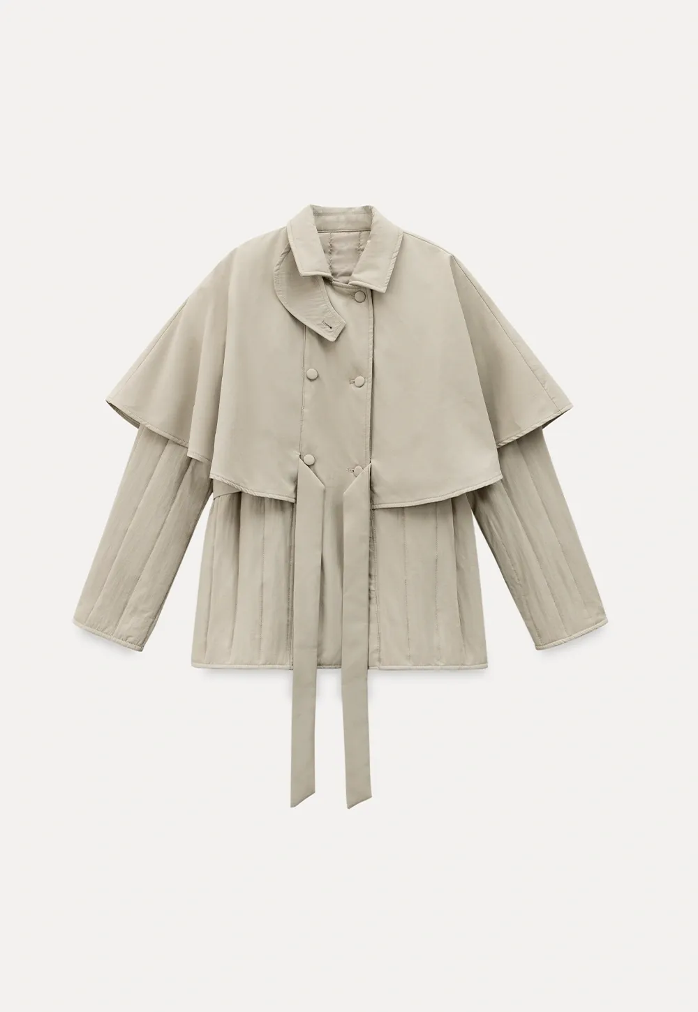 Trench Coat with Belt and Cape Sleeves for Women