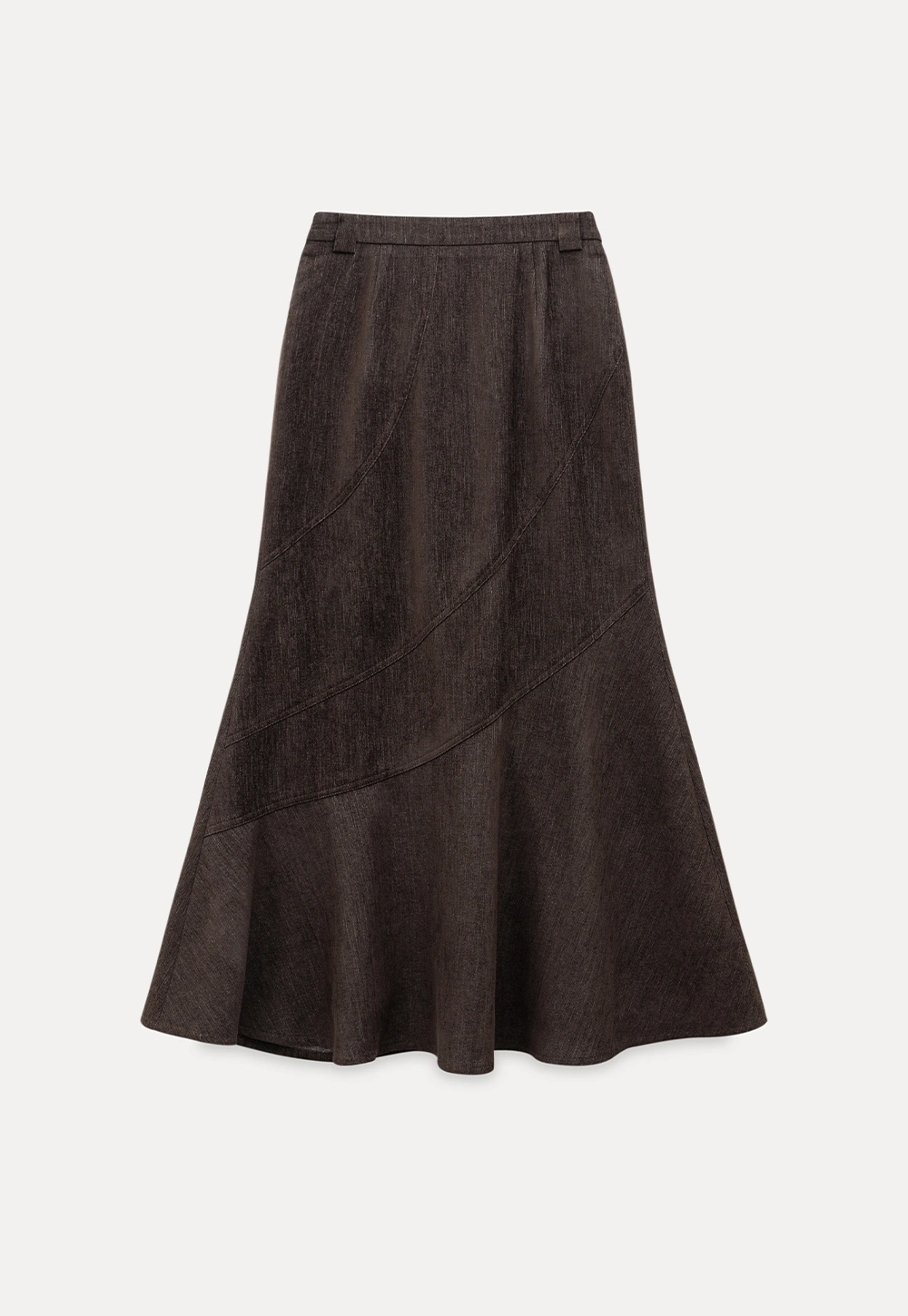 Casual High-Waisted Brown Skirt with Flared Bottom