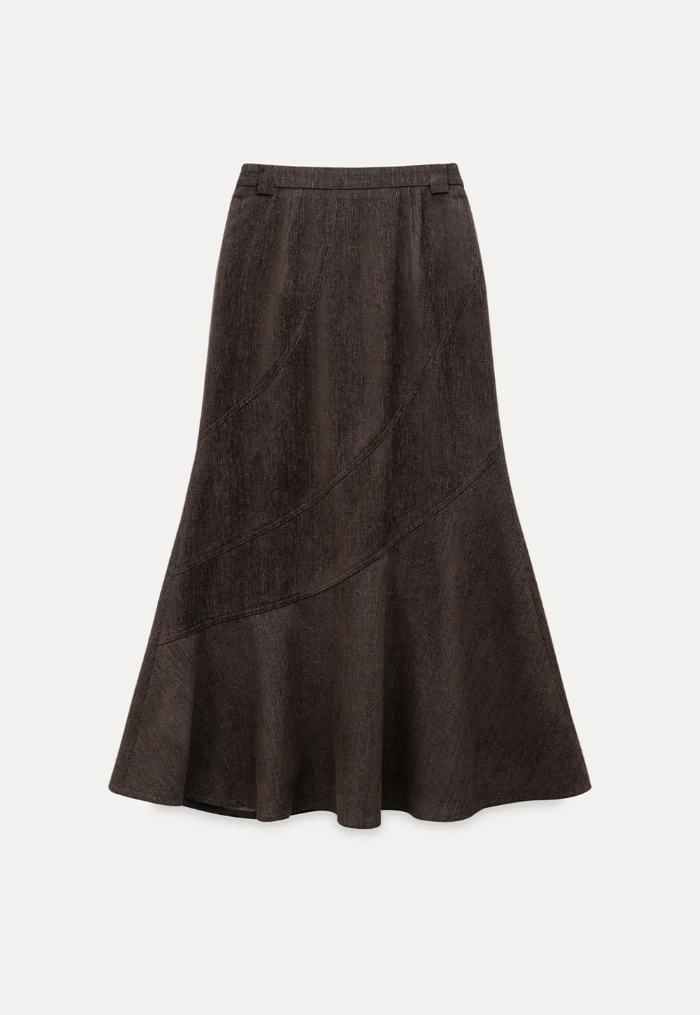 Casual High-Waisted Brown Skirt with Flared Bottom