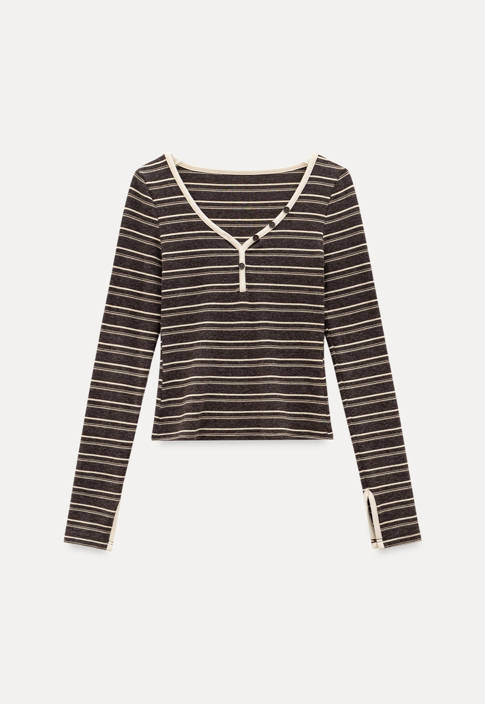 Women Striped Long Sleeve V-Neck Top