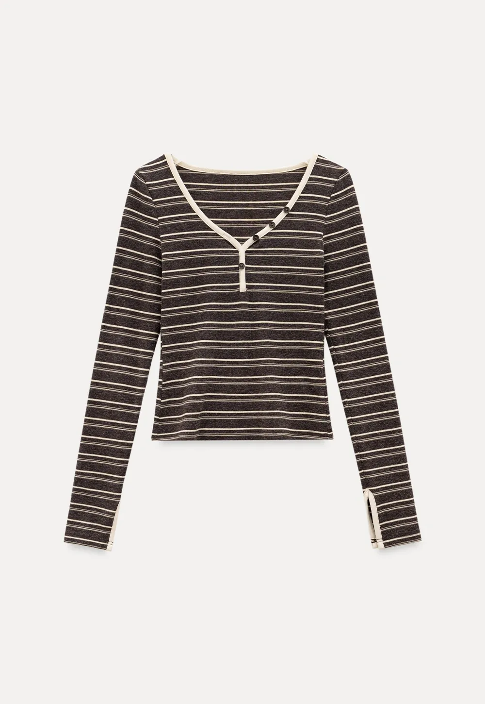 Women Striped Long Sleeve V-Neck Top